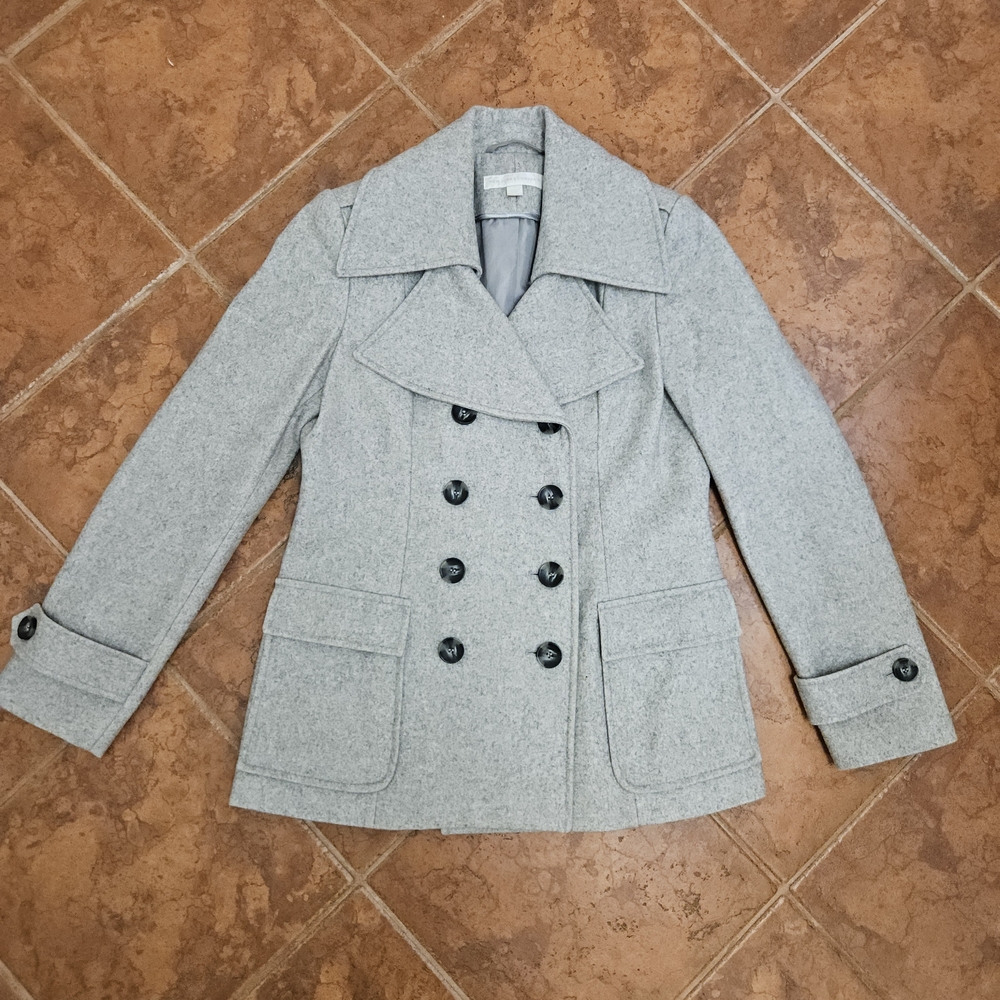 New York & Company Gray Wool Blend Peacoat Women’s Small Double Breasted Coat